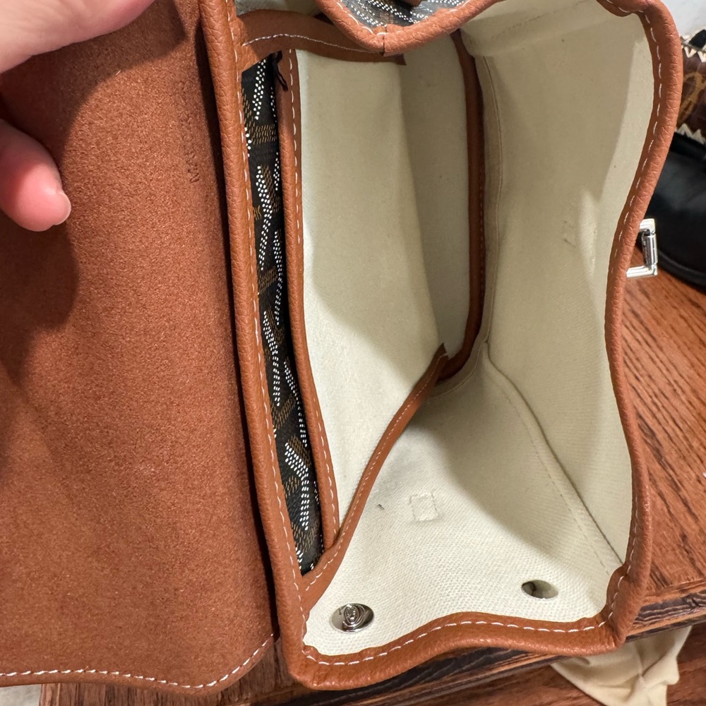 Canvas Patterned Brown Leather-Trim Backpack - image 4